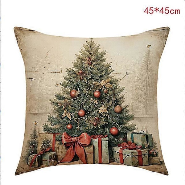 45 cm Jul Kuddfodral Jultomte Snögubbe Julgran Kuddfodral God Jul Dekor För Hemmet 2024 Noel Dekor D
