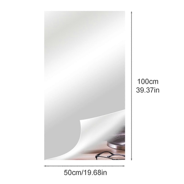 Självhäftande Akryl Spegel, Spegelplattor, Flexibla Spegelark Väggdekaler, Ramlös Spegel 50cm*100cm*0.2mm