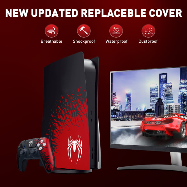 Premium ABS-utskiftningsskaltilbehør for PS5-deksel Hard frontplate passer Playstation 5 Spiderman-Perfet 1.0 Disc SPID