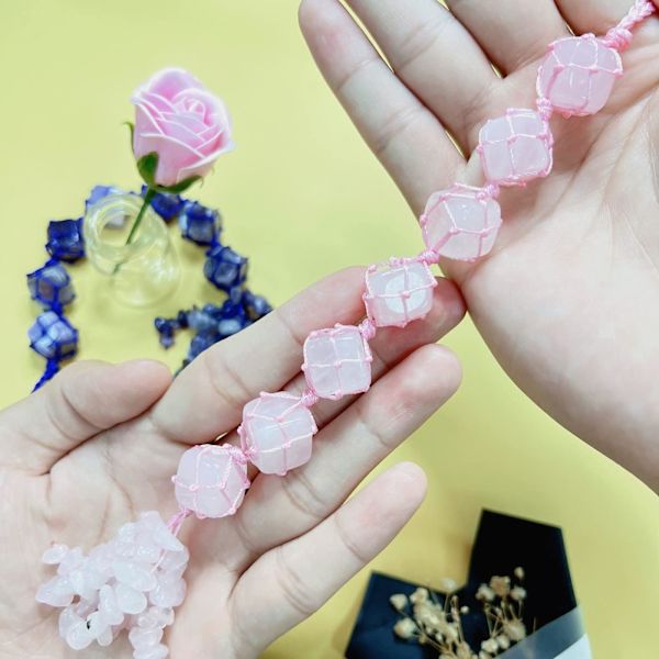 Krystal Hængende Healing Krystaller Ædelstene Dekoration Tumbled Stene Bil Bakspejl Væghængende Krystaller Reiki Krystal Gaver Rose Quartz