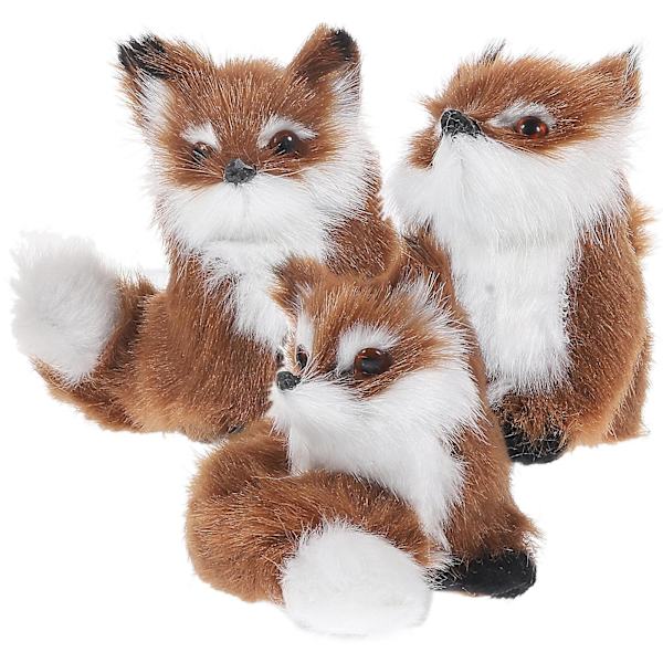 3 kpl Pieniä Plussisia Kettuhahmoja Elävöittävä Mini Kettupatsas Karvainen Eläin Kettukoriste Joulukuusen Koriste