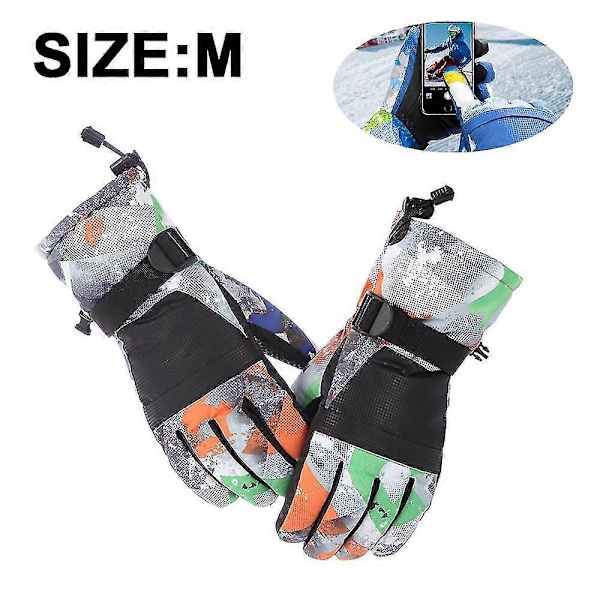 Skidhandskar Snowboardhandskar, Vattentäta Varma Vinterhandskar, Köldtåliga Touchscreen-handskar för Snö Black M