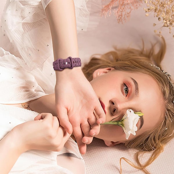 Gravert Rem for Apple Watch-reimer, iwatch-reim Kvinner, Myk Silikon Rose Blomstermønster Bånd for iWatch Series-reim Cherry/Brown 38/40/41mm