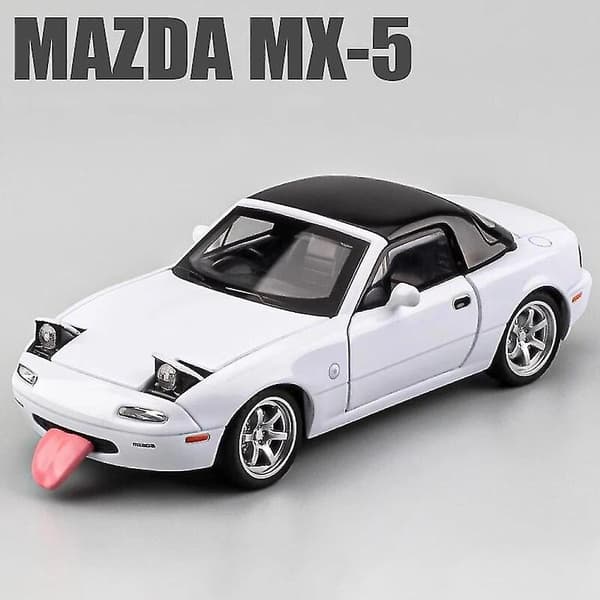 1:32 Mazda Mx5 Mx-5 Superbil Alloy Die Cast Legetøjsbilmodel Lyd og Lys Træk Tilbage Børns Legetøj Samleobjekter Fødselsdagsgave White