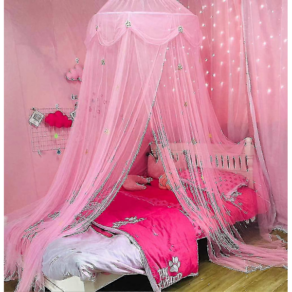 Sengehimmel med lys Sengehimmelgardiner til piger Toddler Sengehimmel til piger tao Pink