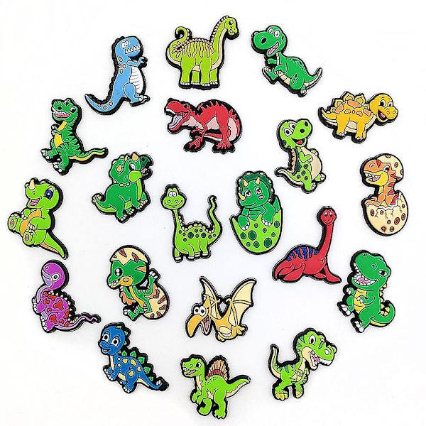 20 stk Dinosaur-tema Crocs sko-pynt for DIY clog-sandaler dekorasjon skotilbehør sett gaver