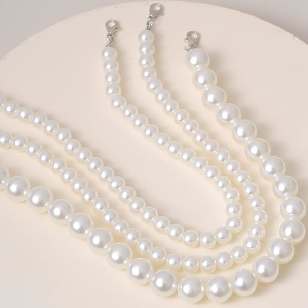 Imiteret Perlehalskæde Choker Multi-Strands Perlechoker Vintage Perlehalskæde til Kvinder Piger Fest Galla Bryllup Fødselsdag Smykkegave