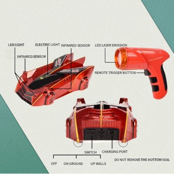 Ny Hot Zero Gravity Laser, Laserstyrt Veggracer, Veggklatrende Racerbil Guanguan rød red