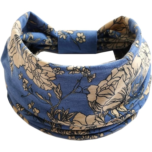 Hodebånd for voksne kvinner Boho bredt pannebånd trykte hårbånd elastisk sportshodeplagg yoga treningshode skjerf #1