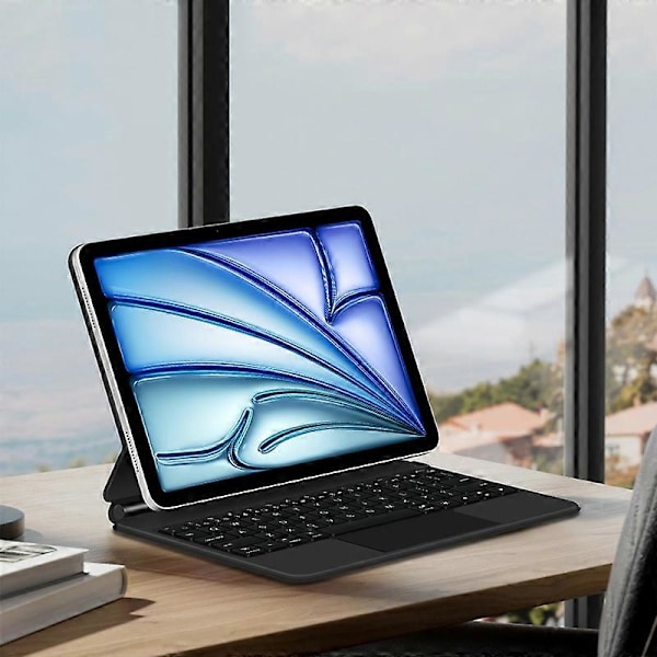 iPad Air 11 (2024) (M2) Bluetooth-näppäimistö Magneettinen Ripustus PC+PU Nahka Tablet-kotelo - Musta Multicolor Black