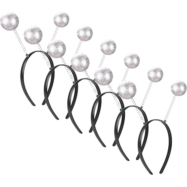6 st Alien pannband bollar färgade pannband Martian antenn pannband antenn Halloween jul accessoarer Silver