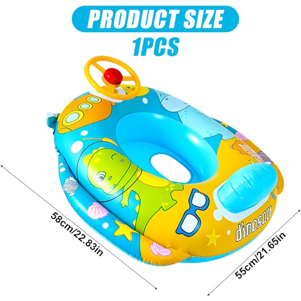 Baby Uppblåsbar Pool Float, Baby Badring Baby Badring Säker Säte Badring med Ratt Pool Säte Båt