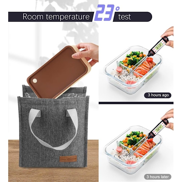 Lunsjposer for Kvinner Menn, Bærbar Isolerende Lunsjpose Vannresistent Lekkasjesikker Lunsjboks Tote Bag for Barn Jenter Gutter Voksne Grey