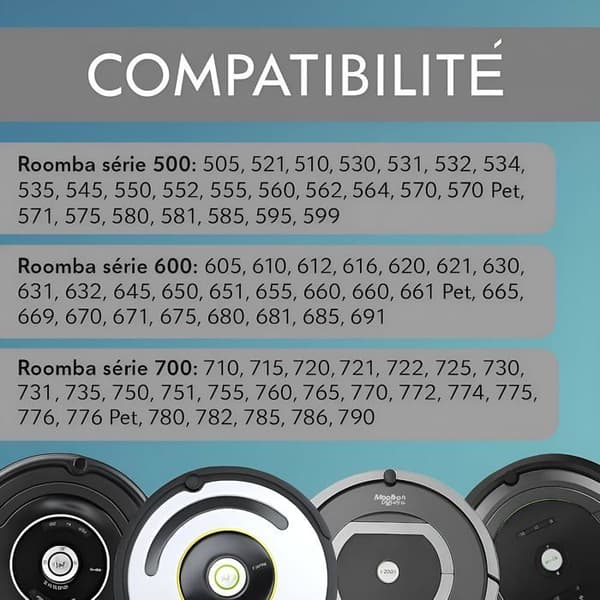 Sæt med 3 sidebørster - Robust plast - Kompatibel med 500 til 700 serier - Effektiv rengøring
