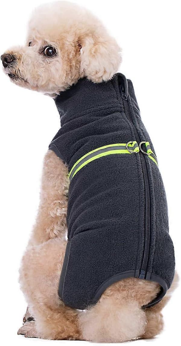 Polar Fleece-jacka för hundar, helkroppsjacka, hundoverall med D-ring, reflexoverall Dark Grey