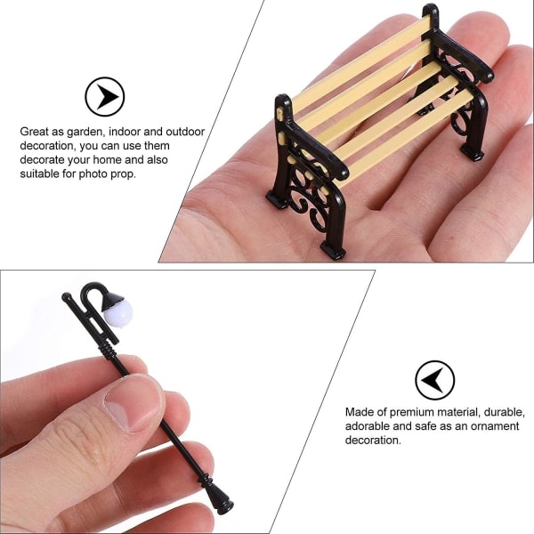 2 stk. miniatyrlykter 1:12 benk miniatyrlykt dukkehuslykter