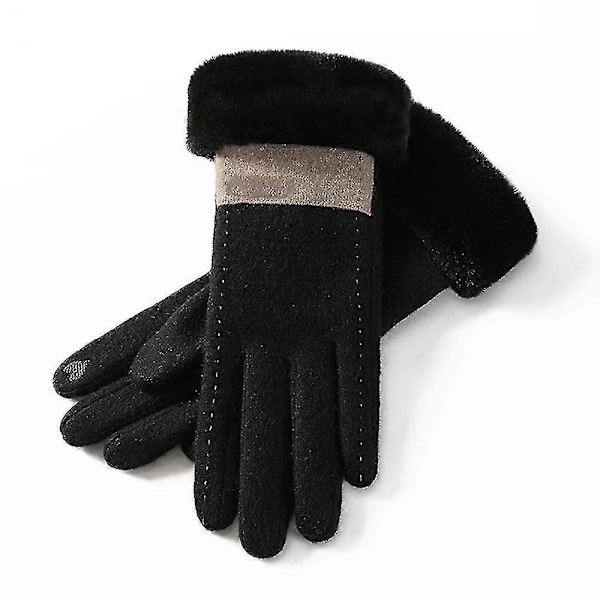 Varma Vinterhandskar med Touchscreen, Termiska Fleecehandskar, Vindtäta Skidhandskar Xs-xxxl Black L