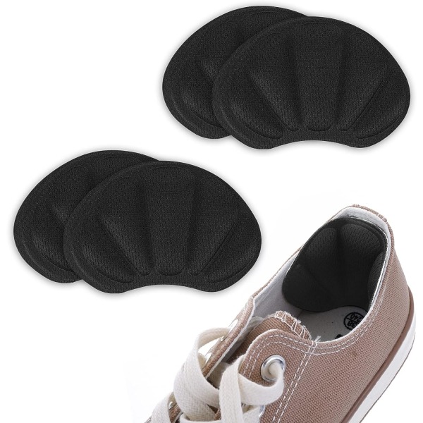 Ett par skor med för stora hälskydd, självhäftande fotkuddar för män och kvinnor, tjocka innersulor, svarta ryggkuddar)