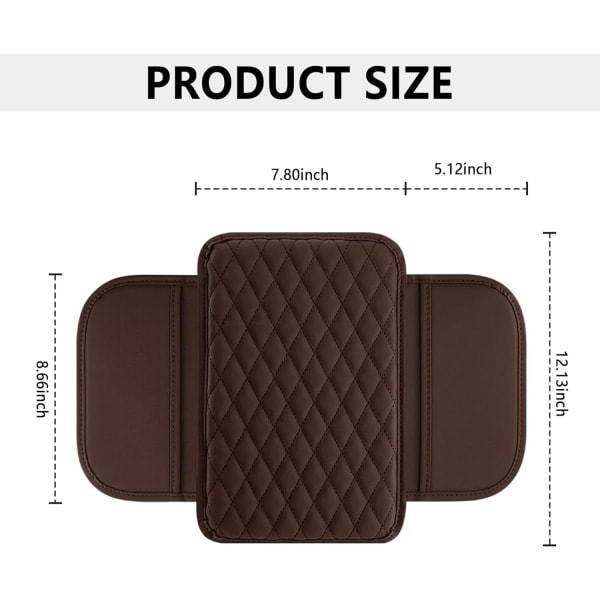 Opgraderet Midterkonsol Cover til Bil, Mikrofiber Læder Armlæns Cover med 2 Opbevaringslommer, Universal Bil Armlæns Opbevaringsboks Bil Interiør A Brown