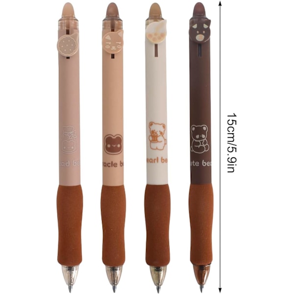 4 st 0,5 mm raderbara gelpennor, rollerballpennor med suddgummi på änden, indragbara gelbläckpennor söta kulspetspennor
