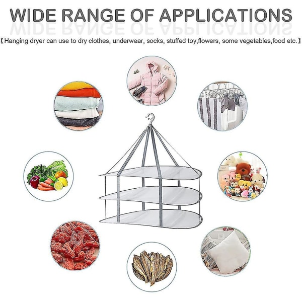 3-lags genser tørkestativ Hengende klær Hengende tørker Tøynett tørkestativ, sammenleggbar klær
