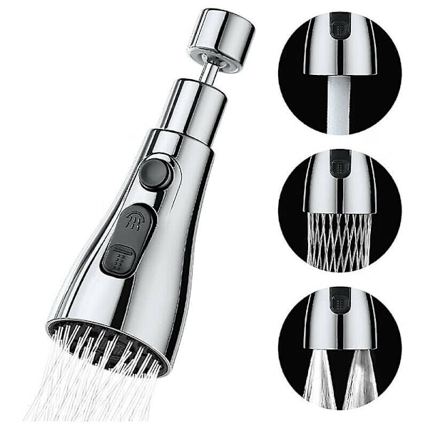 Promotion Kitchen Faucet Spray 3 Modes - 360 Degree Kitchen Faucet Nozzle, Faucet Head, Sink Faucet Spray, Kitchen Faucet Extension (Silver)