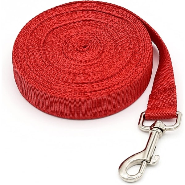 Ekstra Lang Hundetreningsline, 5m Nylonline for Store, Mellomstore og Små Hunder - Perfekt for Innkallingstrening, Lydighet, Løping, Camping Red