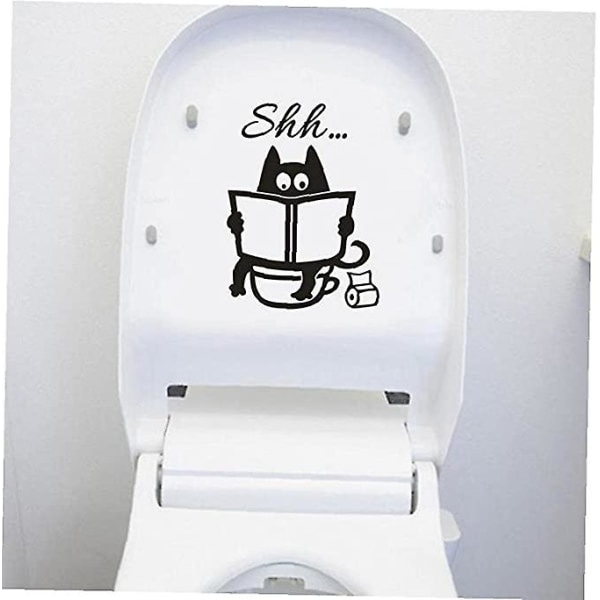 2 kpl söpöä piirretty kissaa Shh-wc-tarroja kylpyhuoneen ovelle hauska tarra wc-istuimelle irrotettava juliste vinyyli taide seinämaalaus 7.89 tuumaa