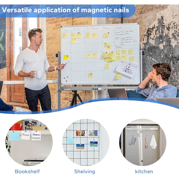 30-pack starka magneter, små neodymmagneter för kylskåp, whiteboard, magnetisk tavla, hantverk, hemmakontor och skola, minmagneter Silver 30PCS