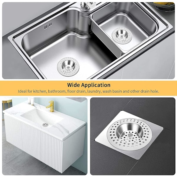 2-pack rostfritt stål diskhossil, badrum/kök standard sil dräneringsskydd, badkar/dusch hårfångst 3 tum 7,0 cm 7.0cm-70孔