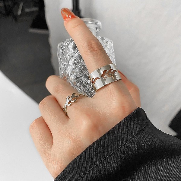 2 delar par Silver Ring Set Vänskap Förlovning Bröllop öppen Ring Smycken  9601 | Fyndiq
