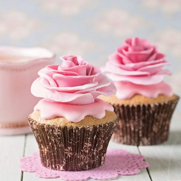 3-pak Rose-kutter - marsipanroser - former - baking Hvit