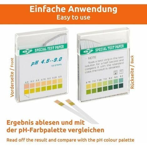 100 pH-testremsor, lackmustestpapper, mätområde 4,5-9, universellt indikatorpapper, surhetstest för akvarier och dricksvatten