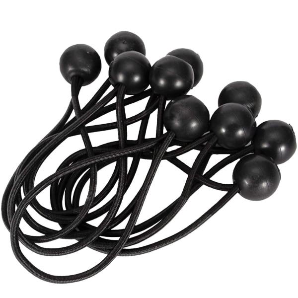 10x Gummiband med kula Svart