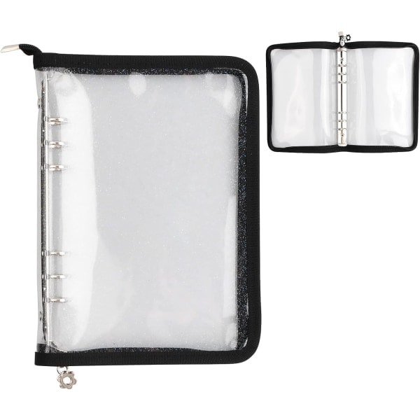 A5 Gennemsigtigt Cover med Lynlås Vandtæt Løsbladet Ringbind Lommer PVC Ringbind Cover til Ringbind Lommer Miniaturer