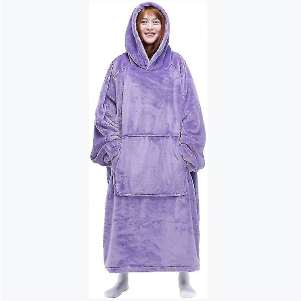 Puettava peittopaita naisille ja miehille, superlämmin ja mukava peittohuppari Purple