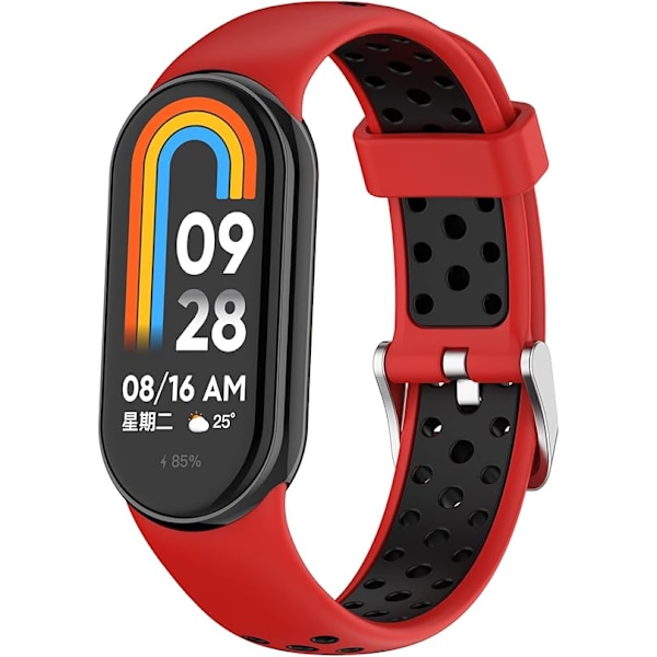 Älykellohihna Xiaomi Mi Band 8:lle yhteensopiva, silikoninen ranneke, vaihtohihna rannekkeelle, rannekkeen lenkki lisävarusteet red black