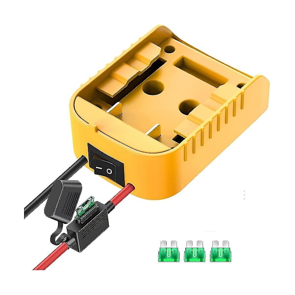 Batteriadapter med Säkring och Strömbrytare för 20V /18V DCB206 Li-Ion Batterier Strömkontakt A
