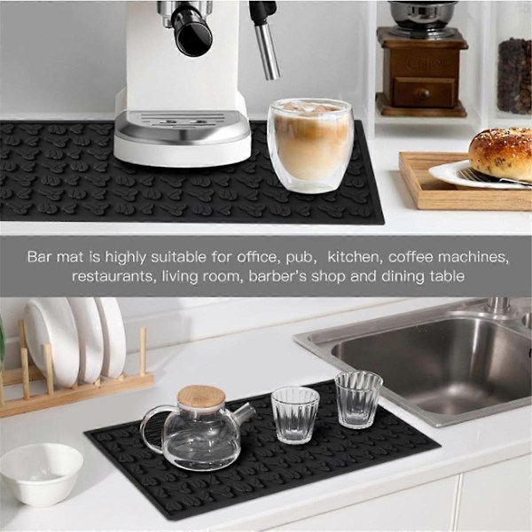 Barmåtte 45x30x0,8CM Måtter Skridsikker PVC Bar Service Spildmåtte Mørkeblå