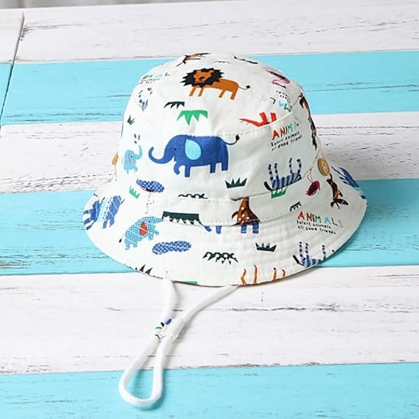 Justerbar solhatt for barn - pustende strandhatt for gutter og jenter Lion White