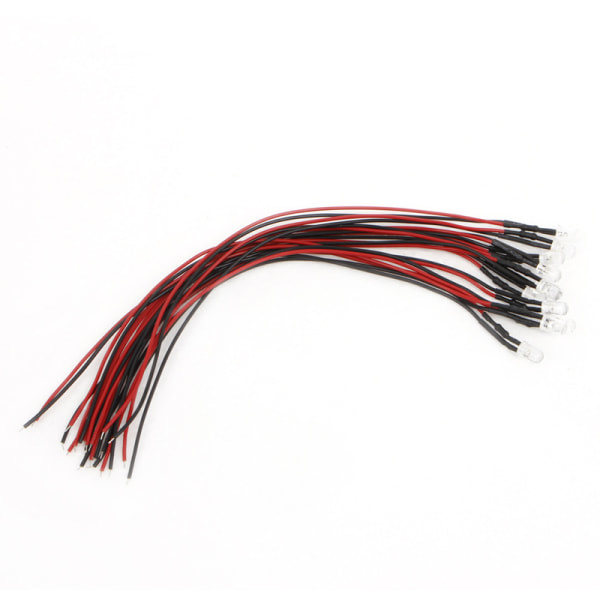 10 stk DC12V 5mm LED-lys Forhåndstilkoblet LED-lys Små 18 cm lange Optoelektroniske lys Røde