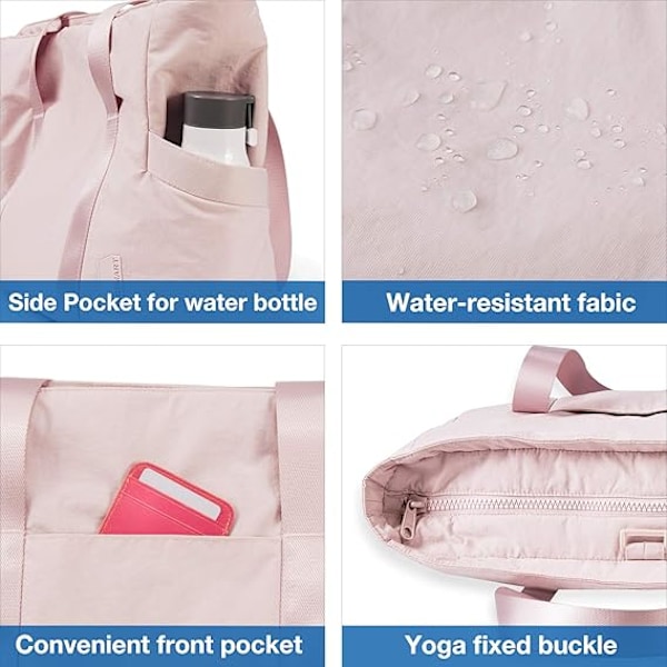 Toteväskor för kvinnor, Handväskor & Axelväska med Yogamatta Spänne för Resa, Strand, Gym, Arbete, Skola Pink