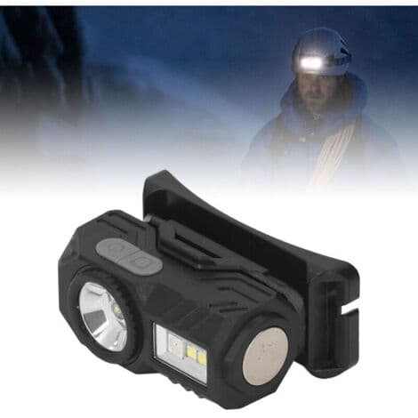 Bevegelsessensor hodelykt, magnetisk LED-hodelykt med flere moduser og høy lysstyrke, med hodebånd og klips for utendørs bruk, svart