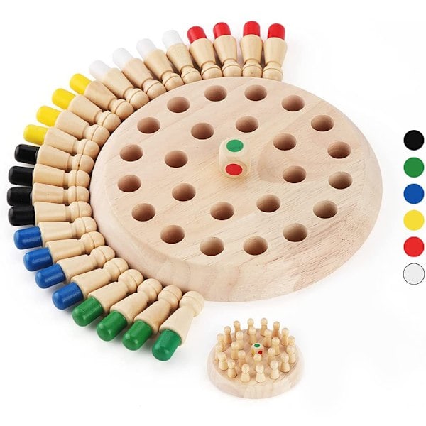 Hukommelsesskak i træ, Memory Match Stick skak, skakspil