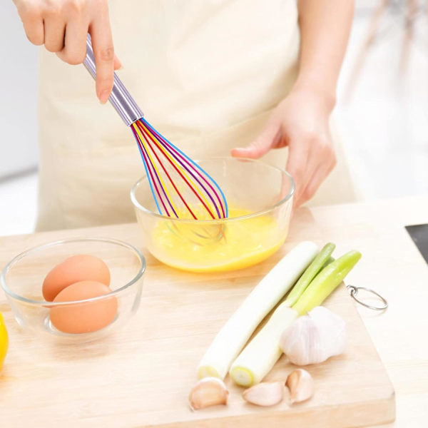 2-pak silikonepiskeris, regnbuepiskeris, non-stick håndpiskeris, mini silikonepiskeris, lille plastikpiskeris