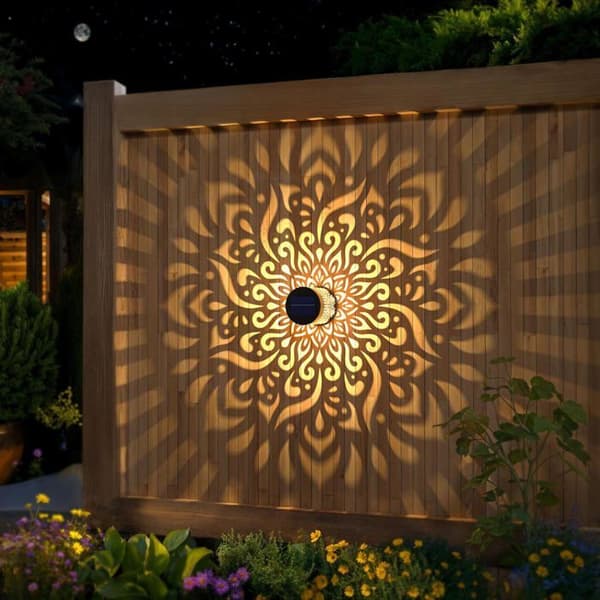 Udendørs metalsolarlamper - Sæt med 4 - Mandala-stil - Selvkørende dekorativ belysning - Have