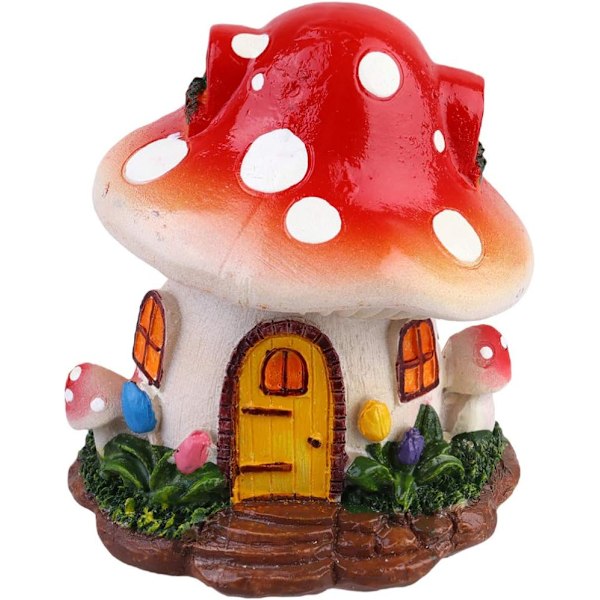 Miniatyr svamp prydnad terrarium tillbehör svamp hus miniatyr svamp hus statyer tillbehör för terrarium dekor glas prydnader Red