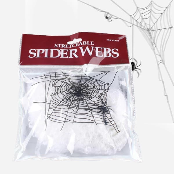 2025 Super Praktisk Edderkoppespind, Super Strækbart Spindelvæv, Halloween Edderkoppespind - 100 gram 100 edderkopper White