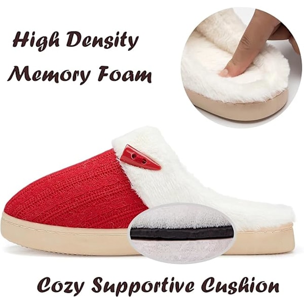 Bekväma Hemtofflor Minnesskum Fuzzy Sovrumsskor Inomhus Utomhus Halksäkra Hemtofflor Skor Red