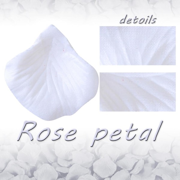 1000 stk. Kunstige roseblader for bryllupsdekorasjoner, romantisk kveld, Valentinsdag, arrangementer, hvit White